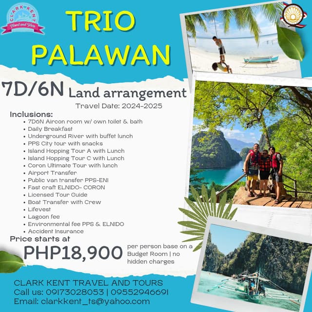 7D6N Trio Palawan