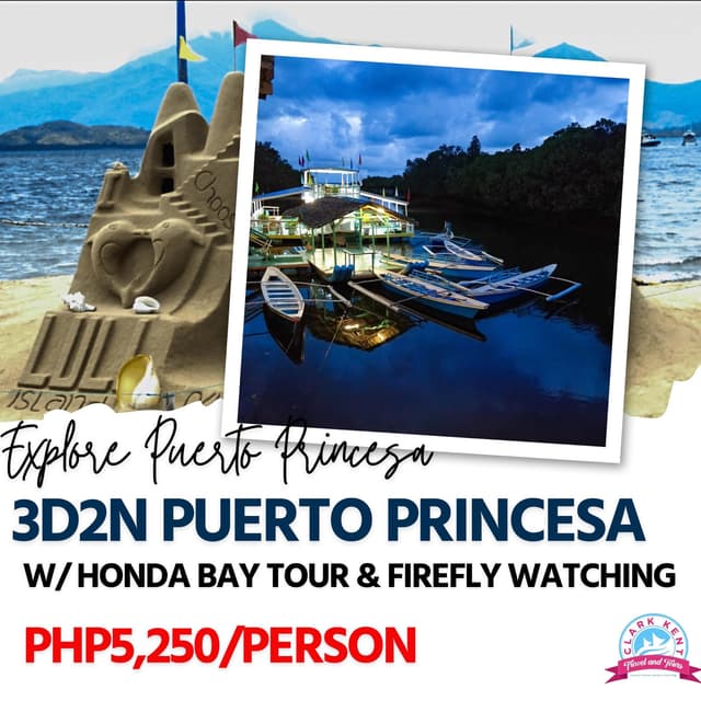 3 Days 2 Nights Puerto Princesa w/ Honda Bay Tour + Firefly Watching (Mariafe Inn or any similar hotel)